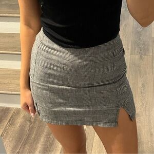 Brandy Melville plaid mini skirt with slits